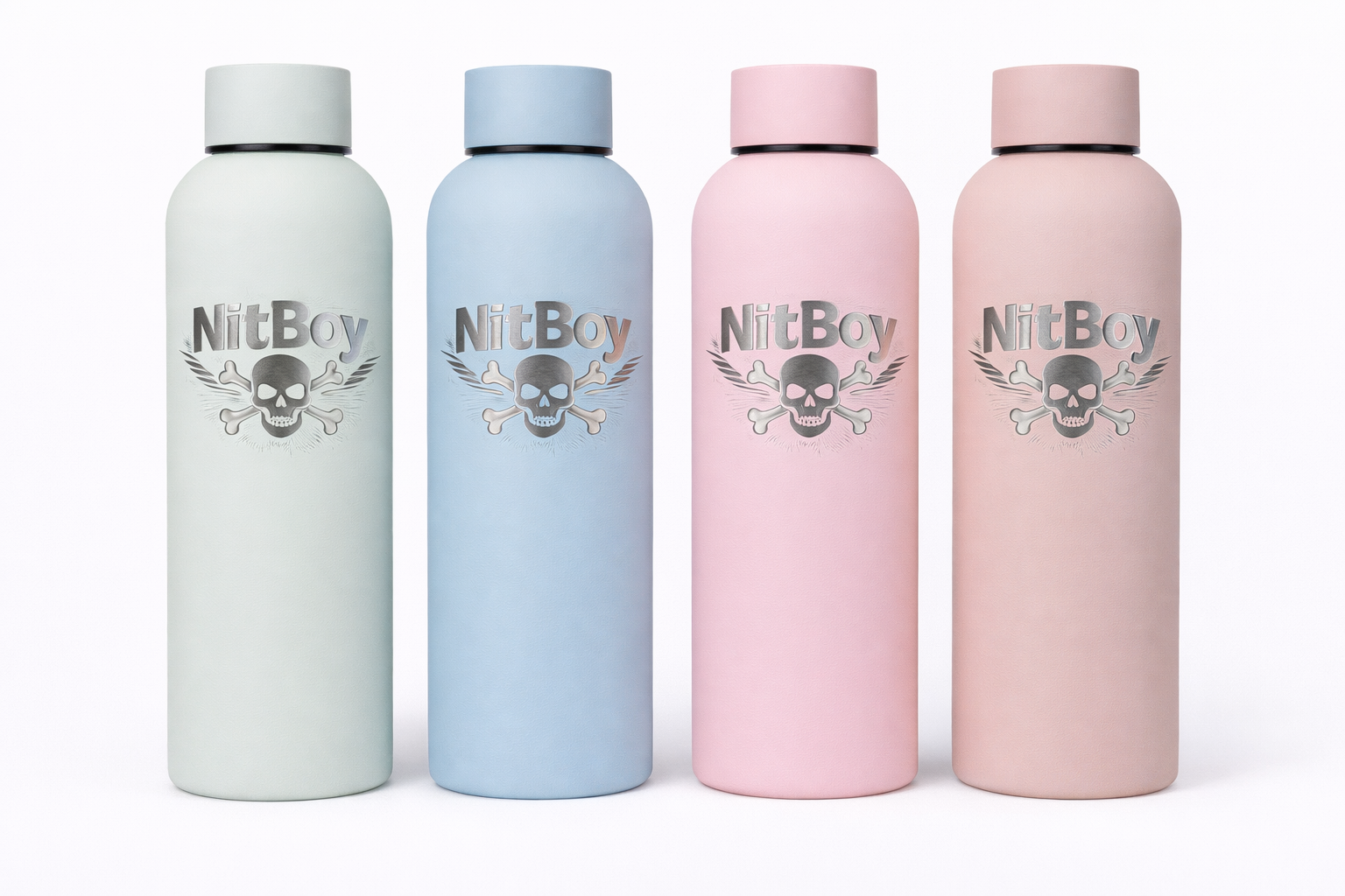 Four pastel Nitboy cooler bottles