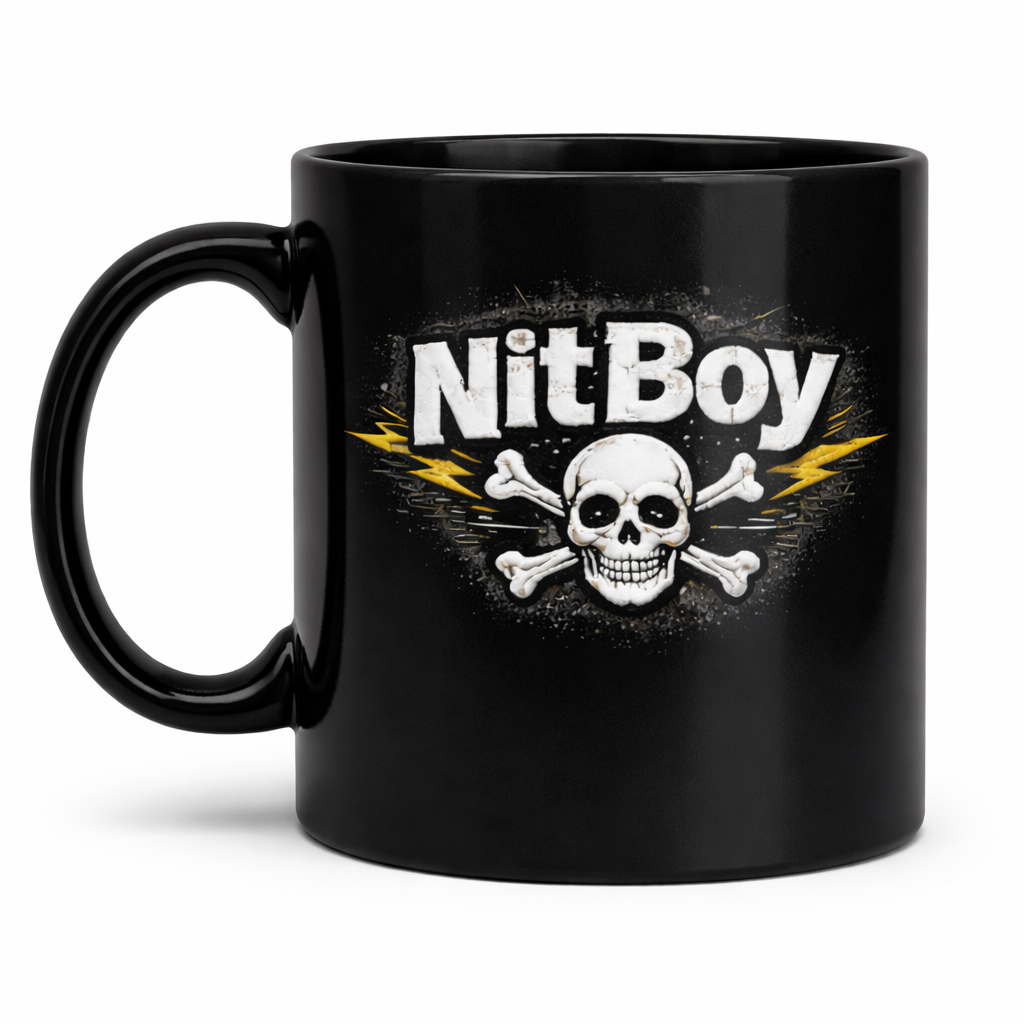 Black Nitboy skull mug