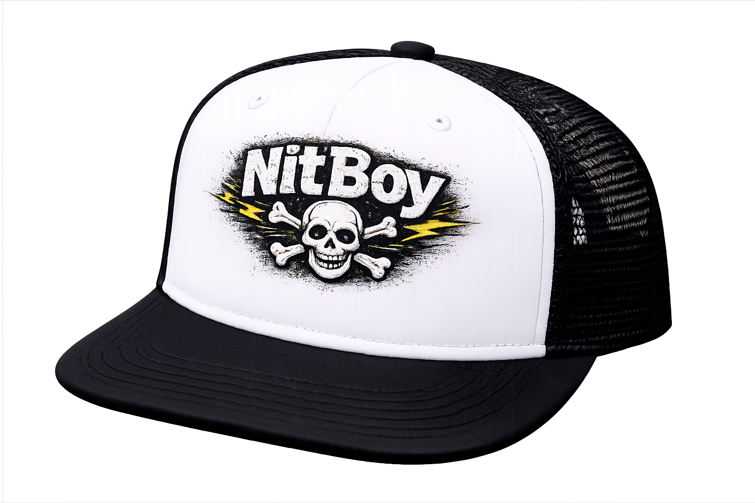 Black and white Nitboy trucker hat